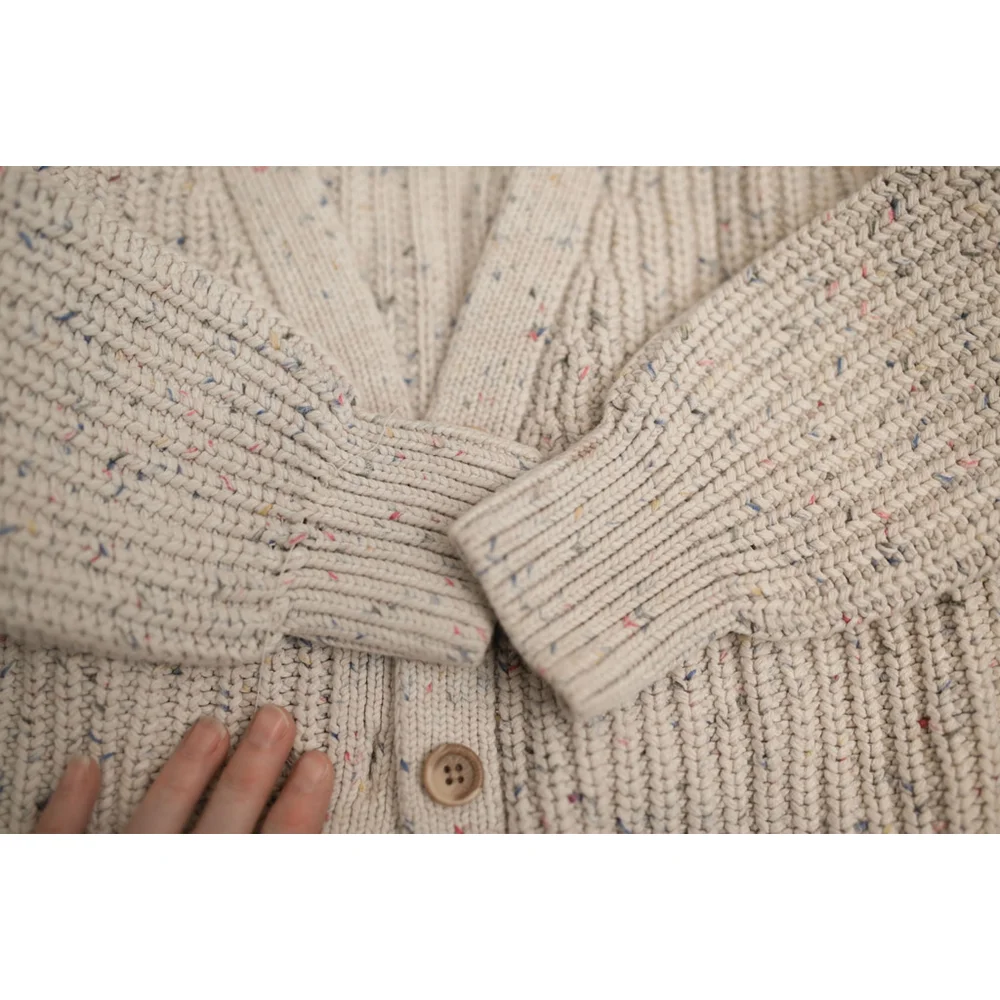 Gap Kids size 4 chunky knit speckled oatmeal button up sweater cardigan